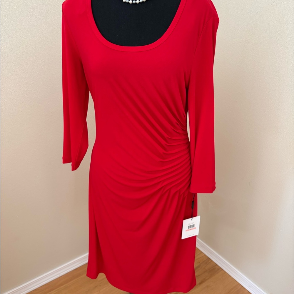 Calvin Klein Vibrant Red Long Sleeve Dress